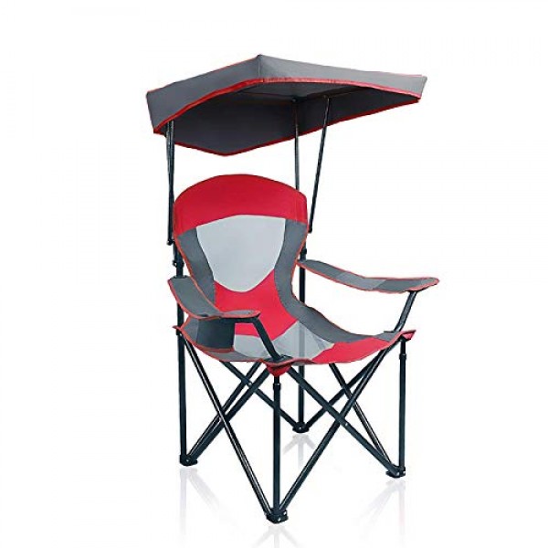 ALPHA CAMP Mesh Canopy Chair Folding Camping Chair - Red