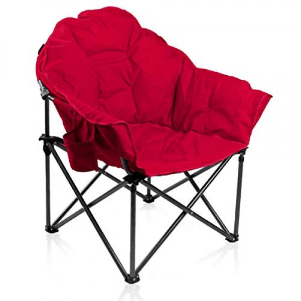 ALPHA CAMP Oversized Moon Saucer Chair with Folding Cup Holder and...