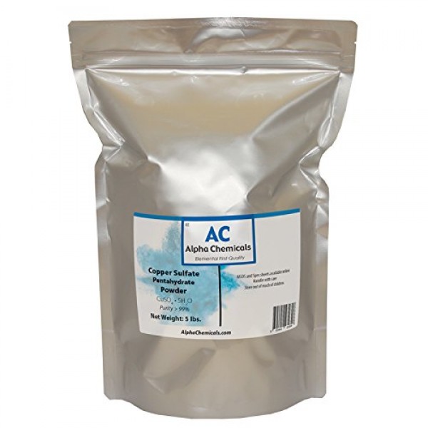 Copper Sulfate Pentahydrate - 25.2% Cu - 5 Pounds - Easy to Dissol...