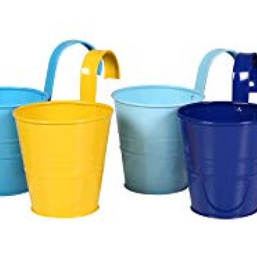 Hanging Flower Pots with Detachable Hook, Balcony Planters Metal B...