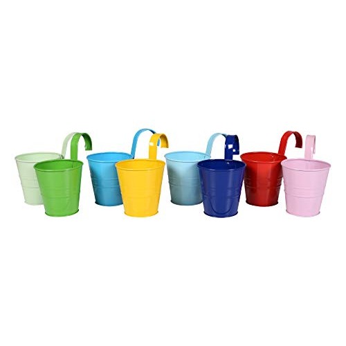 Hanging Flower Pots with Detachable Hook, Balcony Planters Metal B...