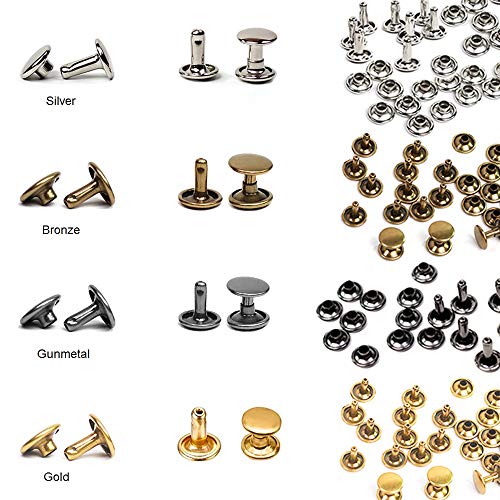 240 Sets Leather Rivets, Alritz Double Cap Rivet Tubular 4 Colors ...