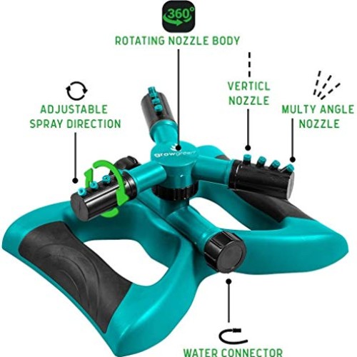 ALUONI Lawn Sprinkler, Gardening Sprinkler, 360 Degree Rotating La...