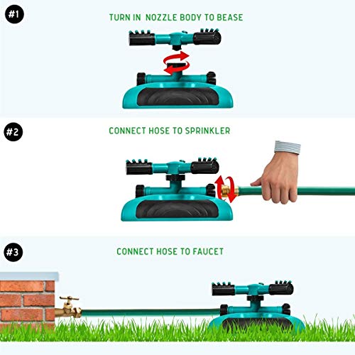 ALUONI Lawn Sprinkler, Gardening Sprinkler, 360 Degree Rotating La...