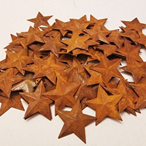 AM Trader Group of 100 2 1/4 Rusted Metal Stars with Hole for Dec...
