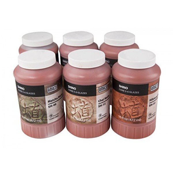 AMACO Shino Glaze Glossy Classroom Pack 1, Assorted Colors, Set of...