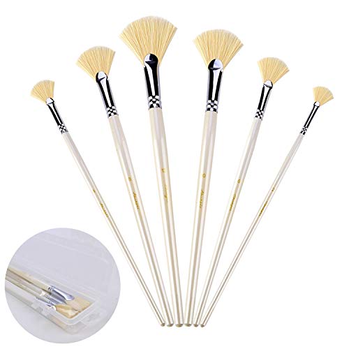 Amagic Fan Brush Set- Artist Soft Anti-Shedding Hog Bristle Paint ...