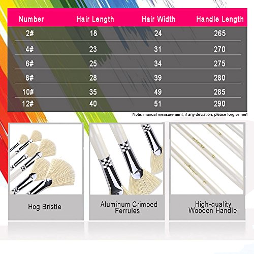 Amagic Fan Brush Set- Artist Soft Anti-Shedding Hog Bristle Paint ...