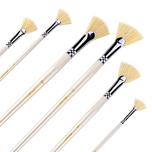 Amagic Fan Brush Set- Artist Soft Anti-Shedding Hog Bristle Paint ...