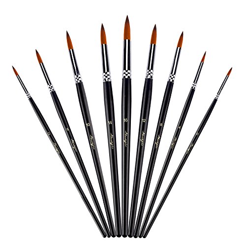 Pointed-Round Art Paintbrushes - AMAGIC 9 Pcs Synthetic Nylon Art ...