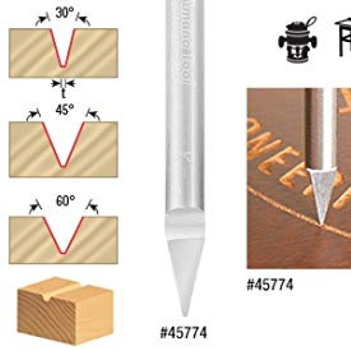 Amana Tool - 45771 Solid Carbide 30° Engraving 0.005 Tip Width x 1...