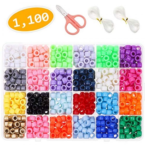 Amaoz 1100pcs Pony Beads,24 Multicolor Assortment,Craft Seed Beads...