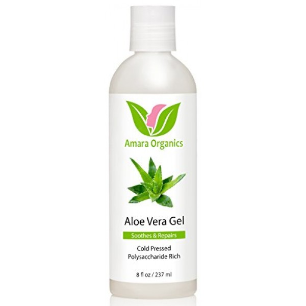 Amara Organics Aloe Vera Gel from Organic Cold Pressed Aloe, 8 fl....