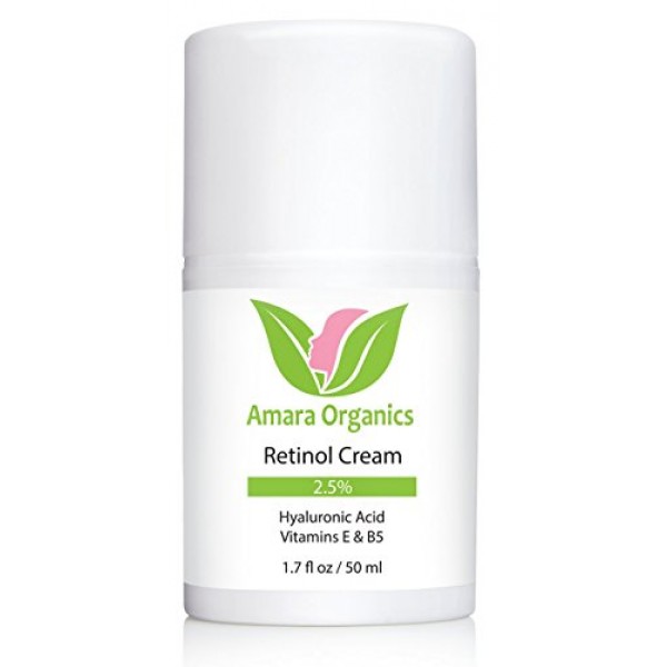 Amara Organics Retinol Cream for Face 2.5% with Hyaluronic Acid & ...