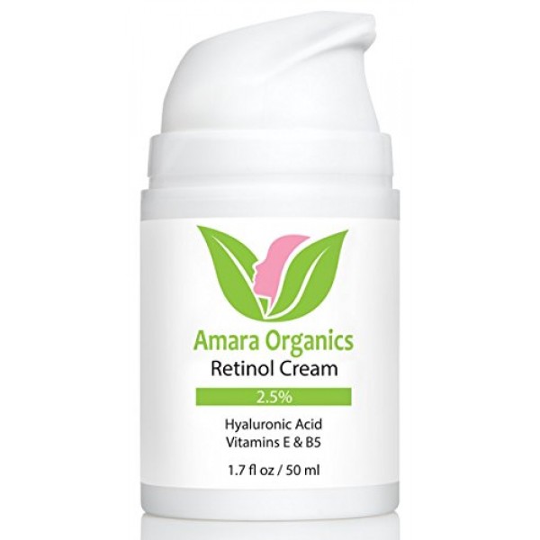 Amara Organics Retinol Cream for Face 2.5% with Hyaluronic Acid & ...