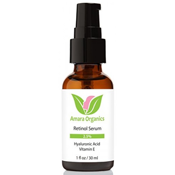 Amara Organics Retinol Serum 2.5% with Hyaluronic Acid & Vitamin E...