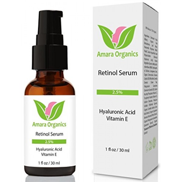 Amara Organics Retinol Serum 2.5% with Hyaluronic Acid & Vitamin E...