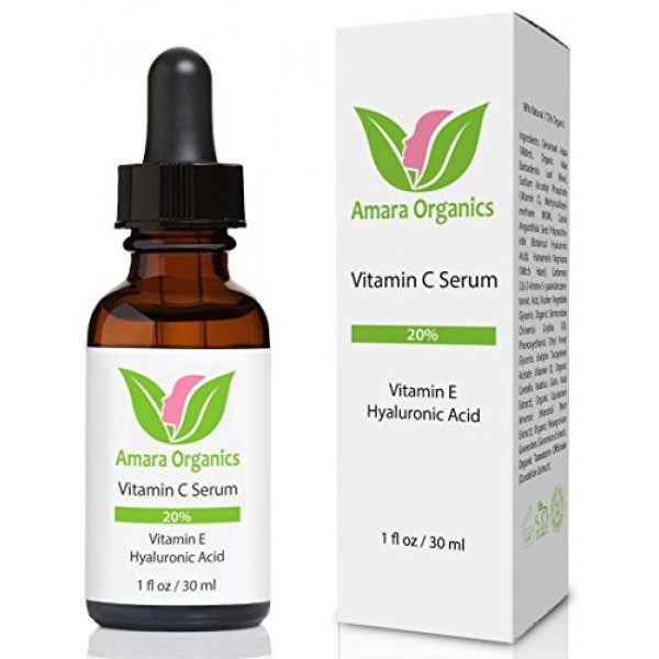 Amara Organics Vitamin C Serum for Face 20% with Hyaluronic Acid &...