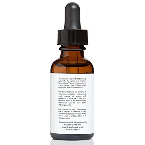 Amara Organics Vitamin C Serum for Face 20% with Hyaluronic Acid &...