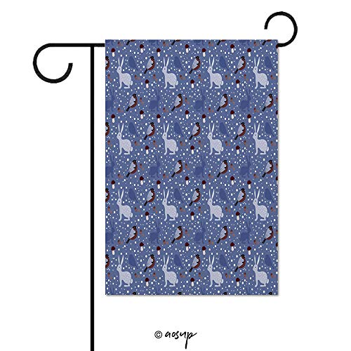 AmaUncle Season Garden Flags - Seamless Pattern with Bullfinch, Ha...