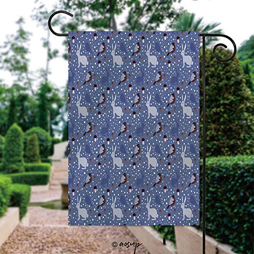 AmaUncle Season Garden Flags - Seamless Pattern with Bullfinch, Ha...