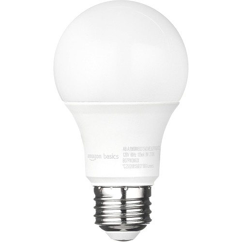 Amazon Basics A19 Dusk to Dawn Sensor LED Light Bulb, 60W Equivalent, 9W Energy Efficient, E26 Standard Base, Soft White 2700K, Non-Dimmable, 10,000 Hour Lifetime, Porch, 2-Pack