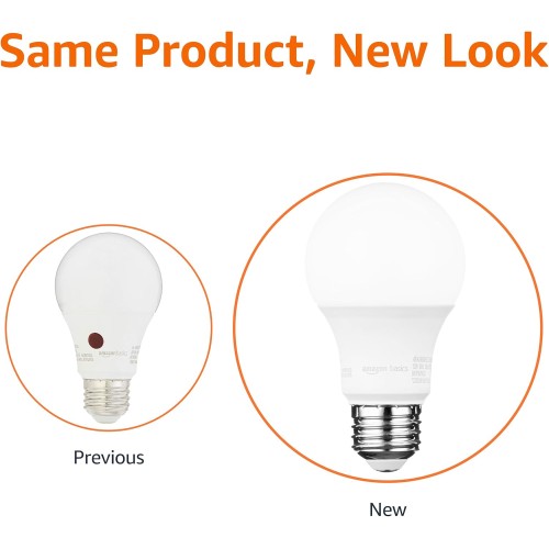 Amazon Basics A19 Dusk to Dawn Sensor LED Light Bulb, 60W Equivalent, 9W Energy Efficient, E26 Standard Base, Soft White 2700K, Non-Dimmable, 10,000 Hour Lifetime, Porch, 2-Pack