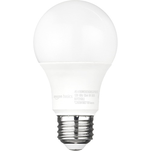 Amazon Basics A19 Dusk to Dawn Sensor LED Outdoor Light Bulbs, 60W Equivalent, Daylight 5000K, E26 Base, Auto On/Off, Porch, 10,000 Hours, 2-Pack