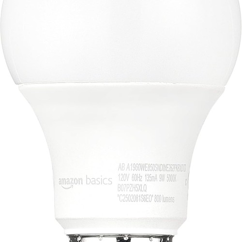 Amazon Basics A19 Dusk to Dawn Sensor LED Outdoor Light Bulbs, 60W Equivalent, Daylight 5000K, E26 Base, Auto On/Off, Porch, 10,000 Hours, 2-Pack
