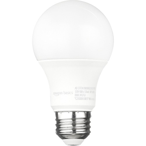 Amazon Basics A19 Dusk to Dawn Sensor LED Outdoor Light Bulb, 60W Equivalent, 9W, Daylight White, 5000K, E26 Base, 10,000 Hours, 6 Count (Pack of 1)