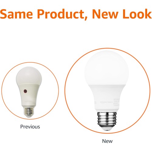Amazon Basics A19 Dusk to Dawn Sensor LED Outdoor Light Bulb, 60W Equivalent, 9W, Daylight White, 5000K, E26 Base, 10,000 Hours, 6 Count (Pack of 1)