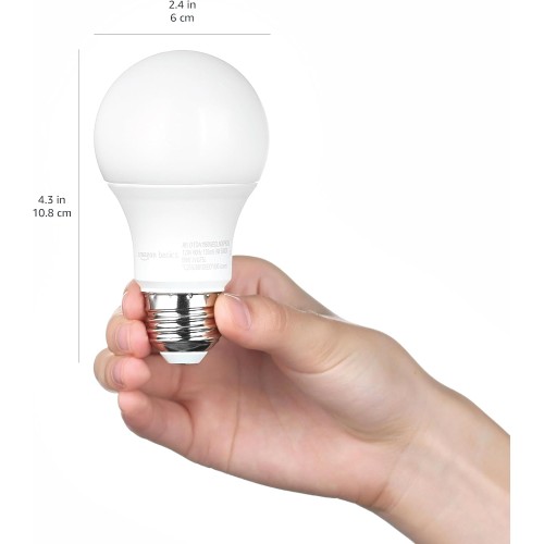 Amazon Basics A19 Dusk to Dawn Sensor LED Outdoor Light Bulb, 60W Equivalent, 9W, Daylight White, 5000K, E26 Base, 10,000 Hours, 6 Count (Pack of 1)