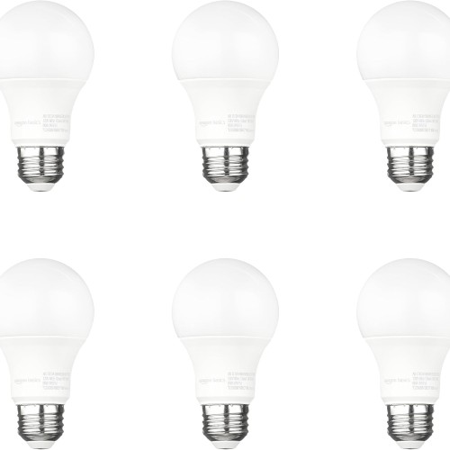 Amazon Basics A19 Dusk to Dawn Sensor LED Outdoor Light Bulb, 60W Equivalent, 9W, Daylight White, 5000K, E26 Base, 10,000 Hours, 6 Count (Pack of 1)