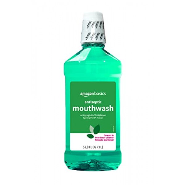 Amazon Basics Antiseptic Mouthwash, Mint, 1 Liter, 33.8 Fluid Ounc...