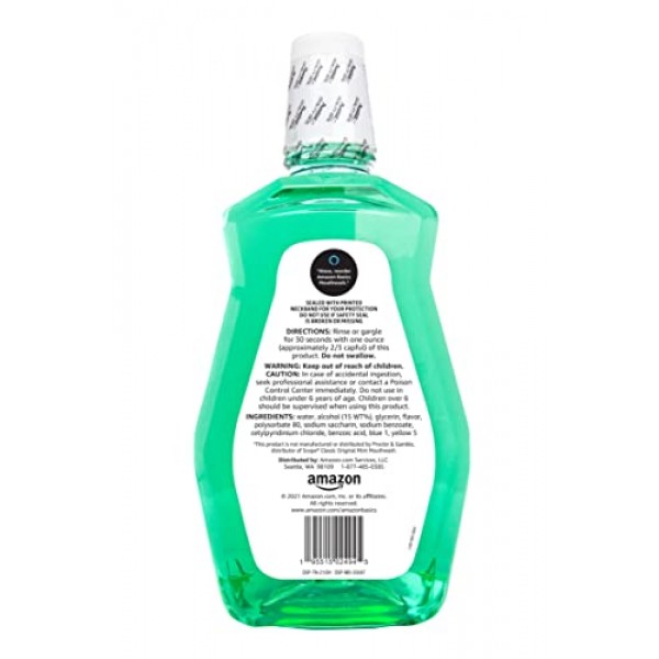 Amazon Basics Mint Mouthwash, Fresh Mint, 1.5 Liters, 50.7 Fluid O...