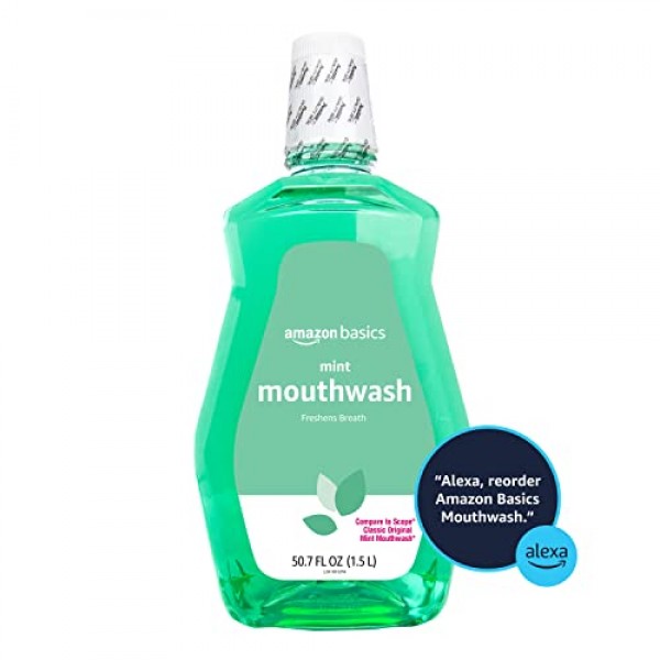 Amazon Basics Mint Mouthwash, Fresh Mint, 1.5 Liters, 50.7 Fluid O...