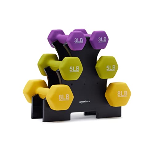 Amazon Basics Neoprene Hexagon Workout Dumbbell Color-Coded Hand W...