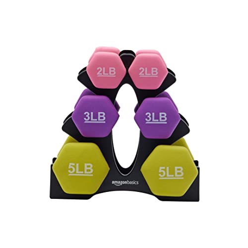 Amazon Basics Neoprene Hexagon Workout Dumbbell Color-Coded Hand W...