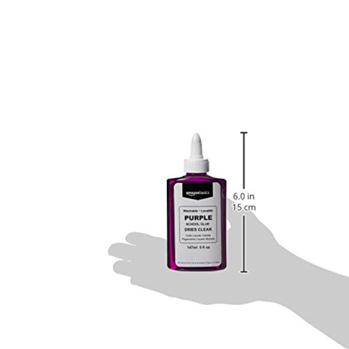 Amazon Basics Purple Washable Liquid School Glue, Dries Clear, 5 o...