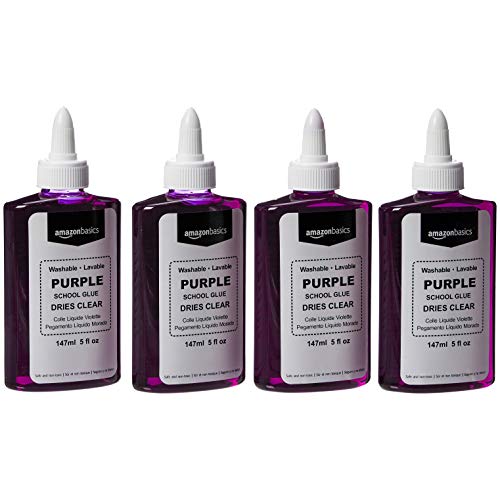 Amazon Basics Purple Washable Liquid School Glue, Dries Clear, 5 o...