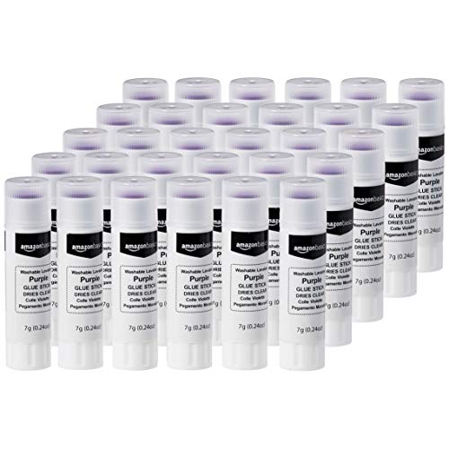 Amazon Basics Purple Washable School Glue Sticks, Dries Clear, 0.2...