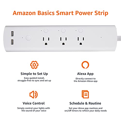 Amazon Basics Rectangle Smart Plug Power Strip, Surge Protector wi...