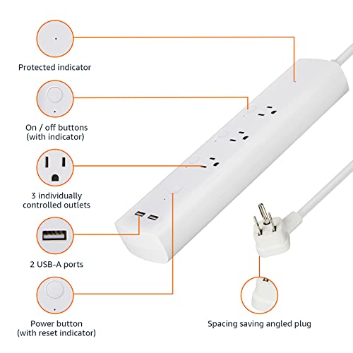 Amazon Basics Rectangle Smart Plug Power Strip, Surge Protector wi...