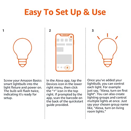 Amazon Basics Smart A19 LED Light Bulb, Color Changing, 2.4 GHz Wi...