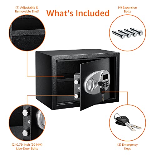 Amazon Basics Steel Security Safe and Lock Box with Electronic Key...