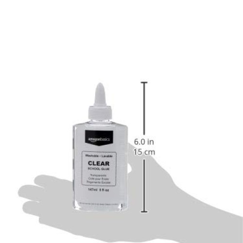 Amazon Basics Washable Liquid School Glue, 5 oz Bottle, Clear, 12-...