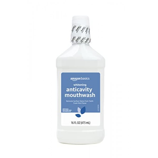 Amazon Basics Whitening Anticavity Mouthwash, 16 Fluid Ounces, Fre...