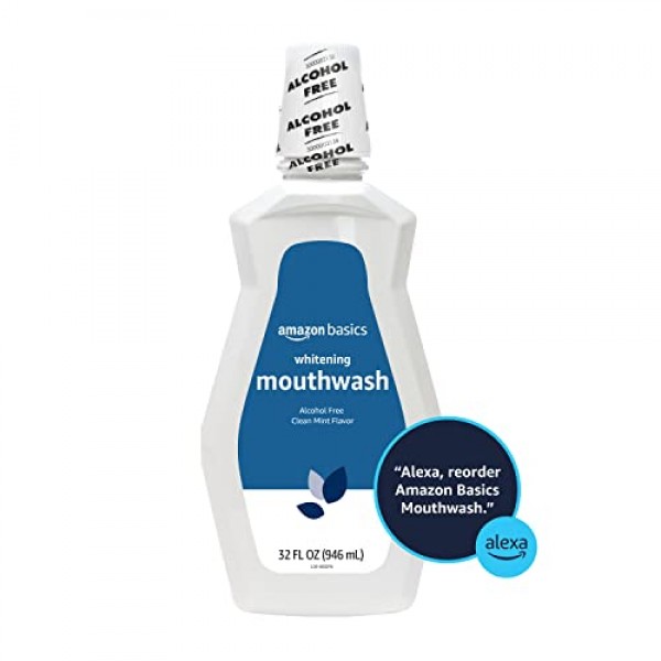Amazon Basics Whitening Mouthwash, Alcohol Free, Clean Mint, 32 Fl...
