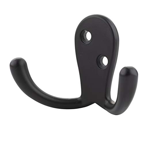 Amazon Basics Zinc Robe Hook - Flat Black, 5-Pack