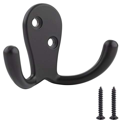 Amazon Basics Zinc Robe Hook - Flat Black, 5-Pack